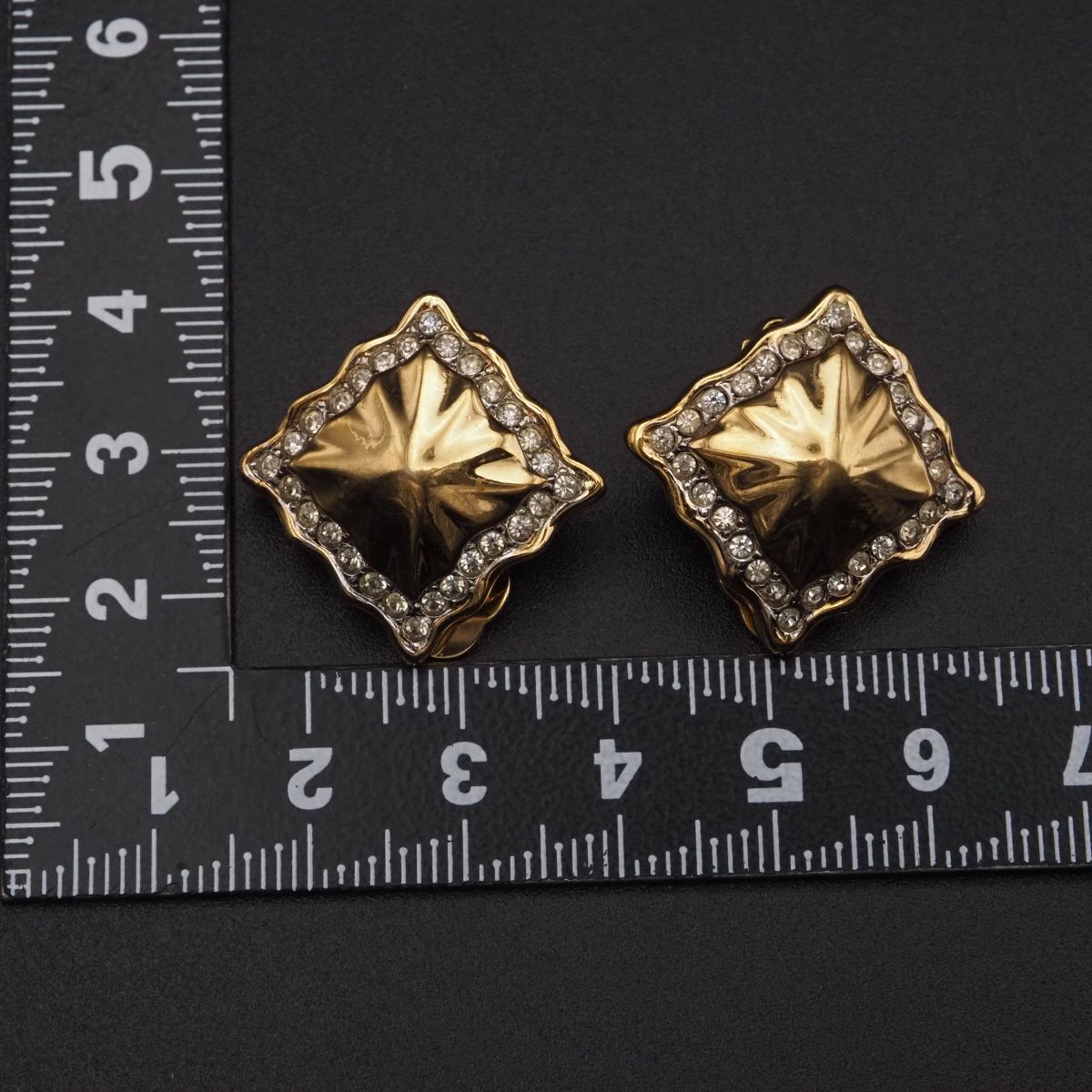 H943 NINA RICH ニナリッチ イヤリング ラインストーン ゴールド デザイン コスチュームジュエリー_画像10