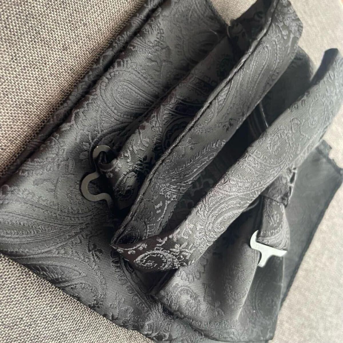 蝶ネクタイ ブラック 黒 ペイズリー シンプル おしゃれ 結婚式 パーティー発表会 パーティー フォーマル 同窓会 スーツ ハンカチ_画像4