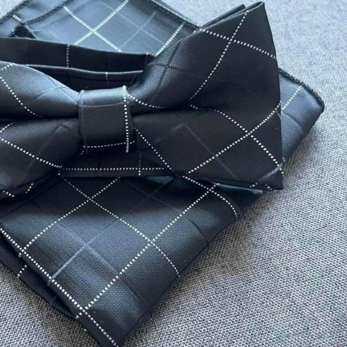 黒白 チェック 蝶ネクタイ 結婚式 二次会 卒業式 パーティー おしゃれ 上品 かっこいい ブラック シンプル 高級感_画像3