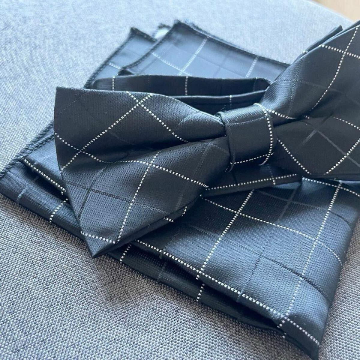 黒白 チェック 蝶ネクタイ 結婚式 二次会 卒業式 パーティー おしゃれ 上品 かっこいい ブラック シンプル 高級感_画像4