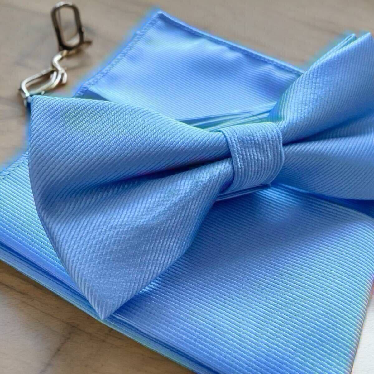 水色 無地 青 ブルー 蝶ネクタイ 結婚式 二次会 おしゃれ かっこいい 無地二次会 パーティー フォーマル タキシード 同窓会 メンズ_画像1