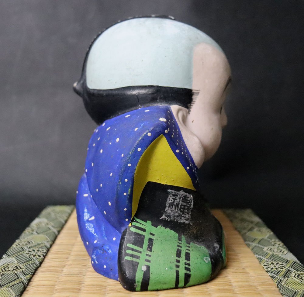 ■W-4884■戦前~ 福助人形 小柄 陶器製 商売繁盛 千客万来 出世開運 長寿 幸福■_画像9