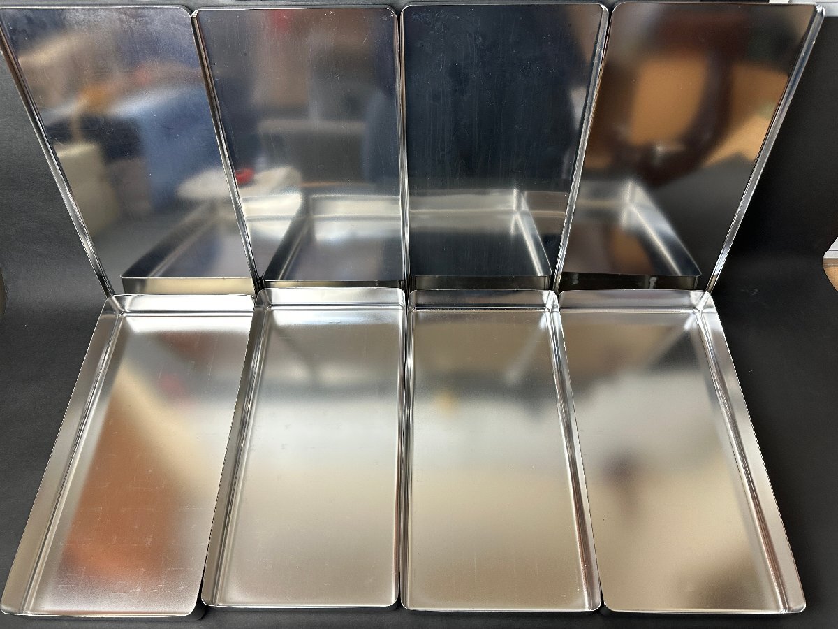 Y709『未使用』18-8ステンレス 370×190×H40mm 4個 バット 保存容器 深型 中子なし 遠藤商事 業務用 厨房 蓋付き トレイ アウトレット品_画像4