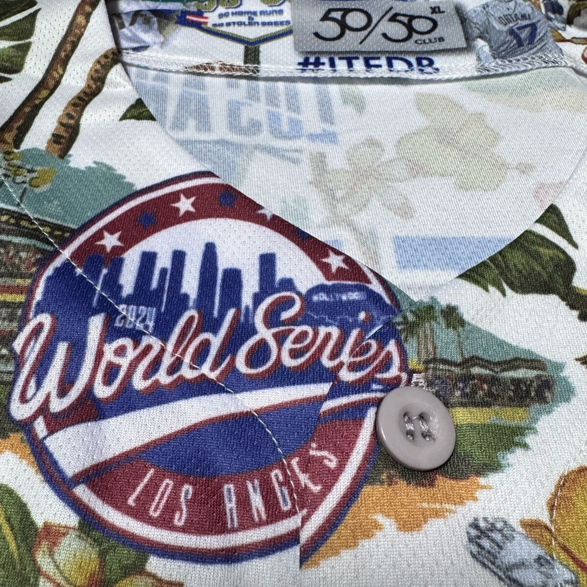 非売品 大谷翔平 ドジャース サインプリントアロハユニフォーム 50/50CLUB デコピンスパイク ヒップロック MVP 改善 ワールドチャンピオン_画像4