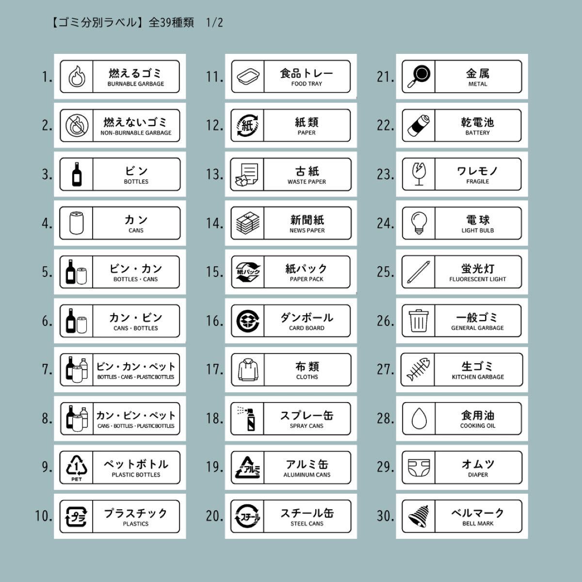 ゴミ分別ラベル(黒)6枚　耐水　ゴミ箱　テプラ　シール　モノラベ_画像8