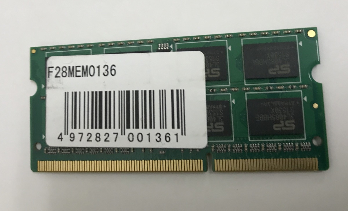 SP 2rx8 PC3-12800S 8GB DDR3ノート用メモリ 204ピン ECC無し DDR3-1600 8GB DDR3 LAPTOP RAM 中古動作品_画像2