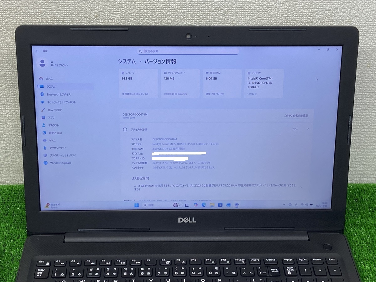 DELL VOSTRO 3591 INTEL Core i5 第10世代 ノートPC i5-1035G1 メモリ8GB HDD1TB 15.6 デール ノートパソコン中古 dell laptop_画像5