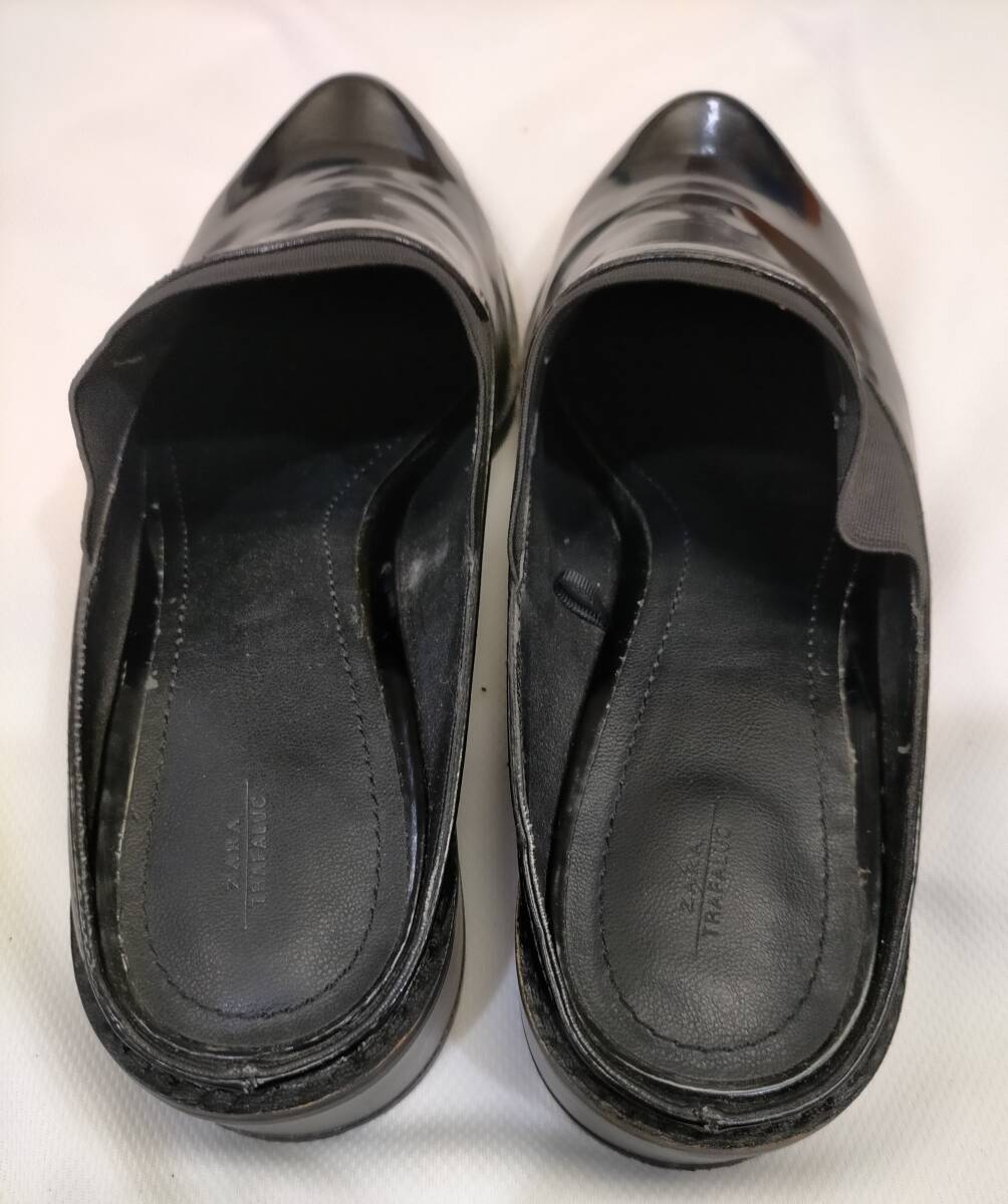 ZARA　ザラ　エナメルミュール　ブラック　37（23.5cm相当）レディース_画像2