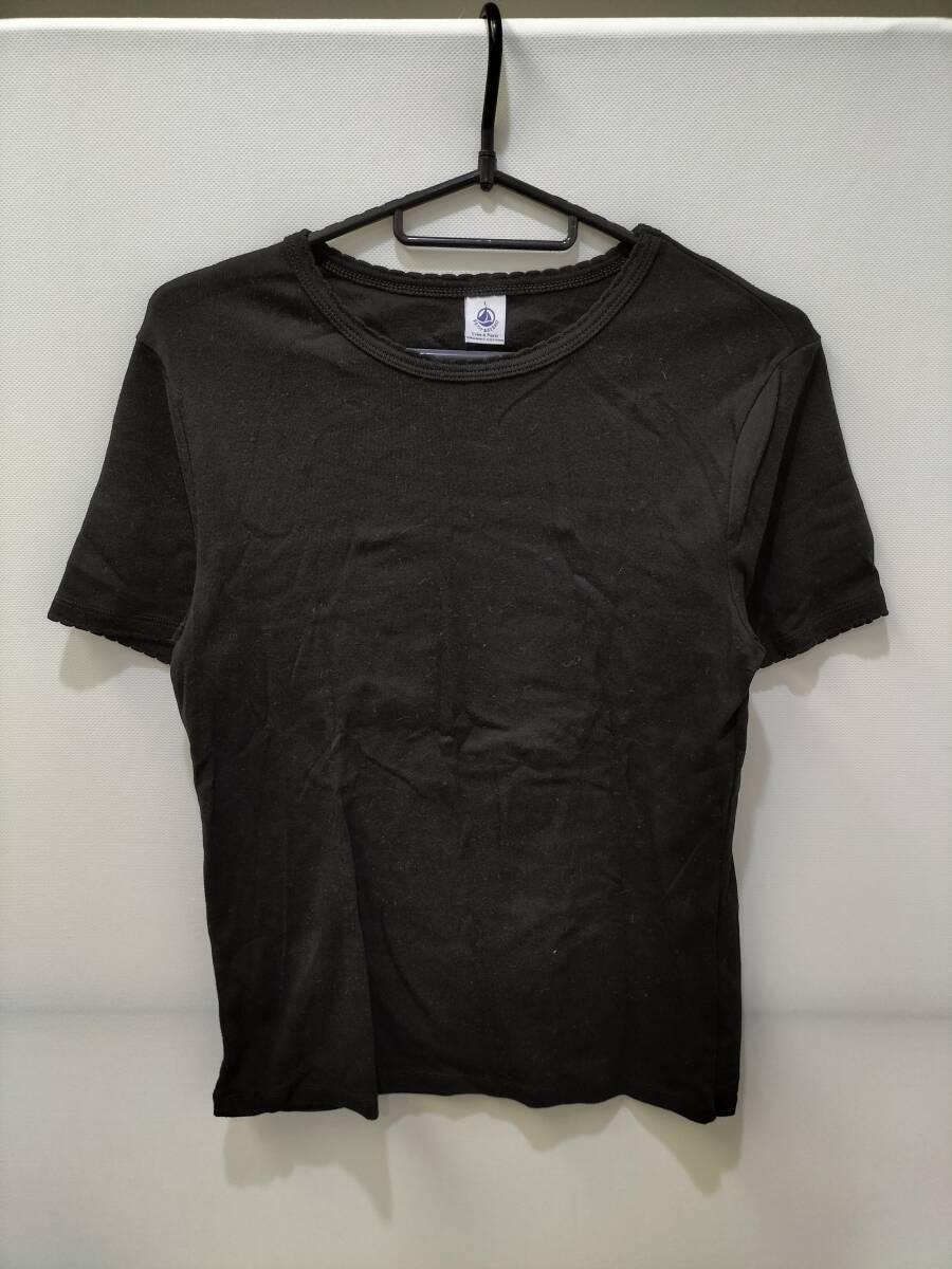 PETIT BATEAU Petit Bateau короткий рукав футболка черный L размер женский 