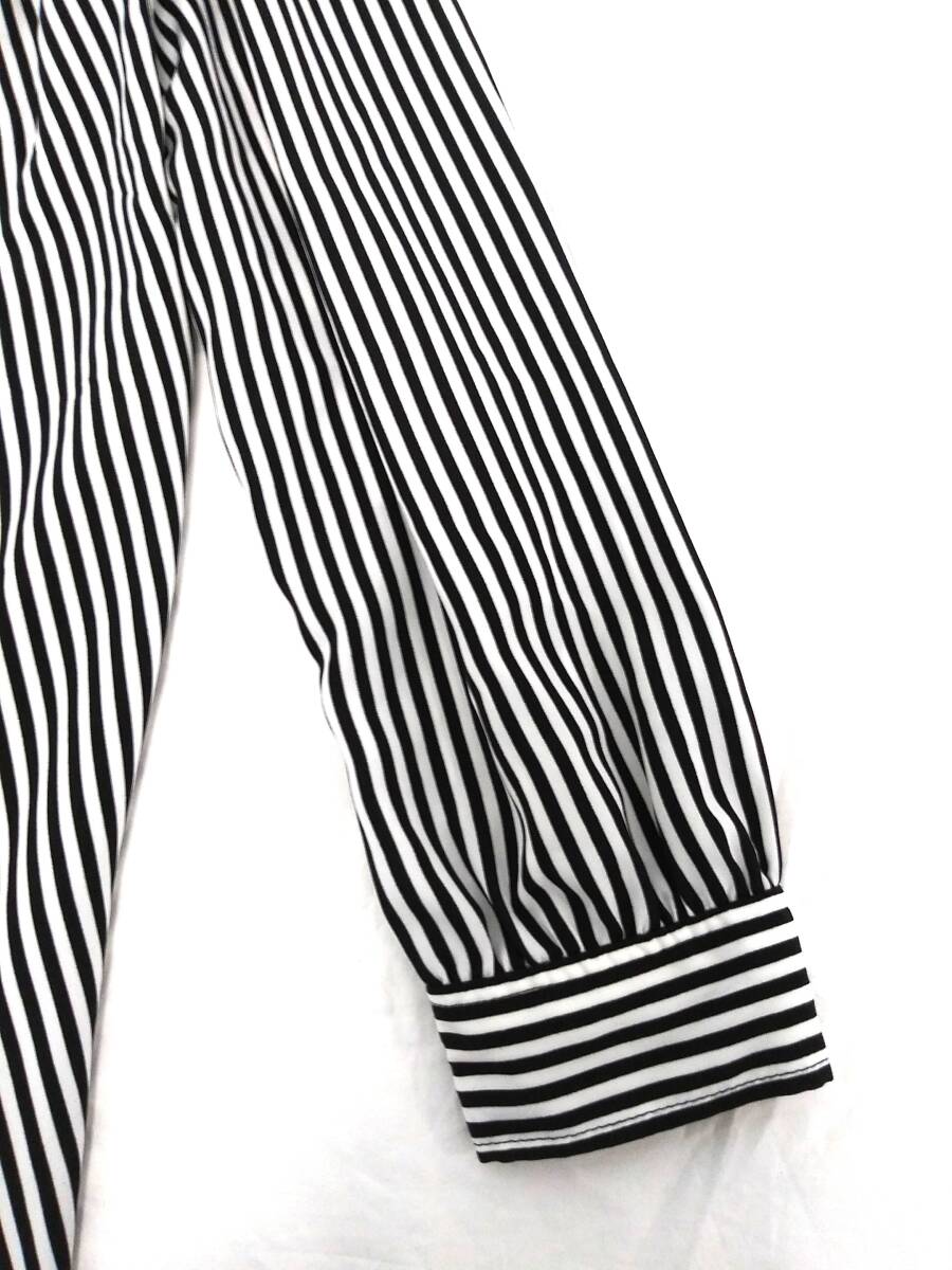 ブランド不明　長袖ロングシャツ　白黒ストライプ　3Lサイズ　レディース　01_画像7