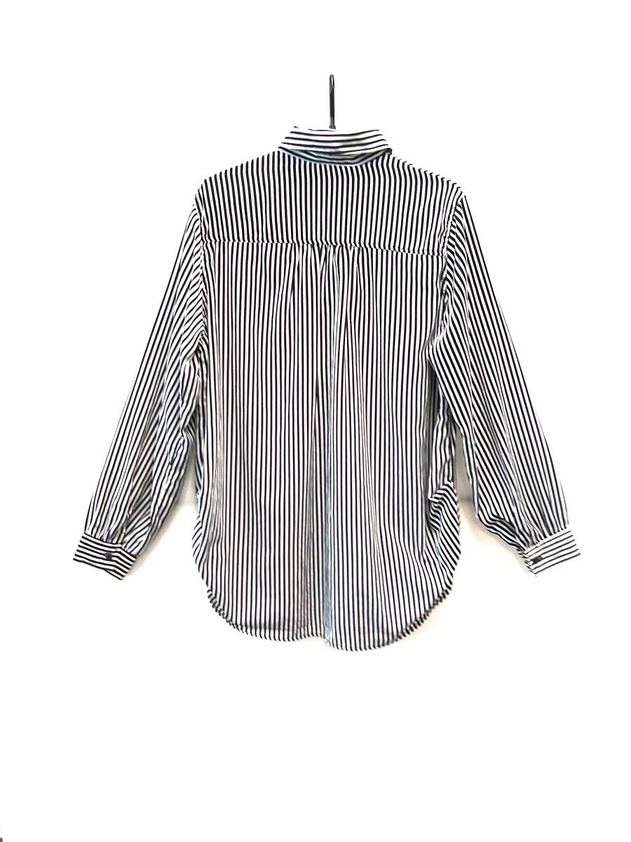 ブランド不明　長袖ロングシャツ　白黒ストライプ　3Lサイズ　レディース　01_画像2