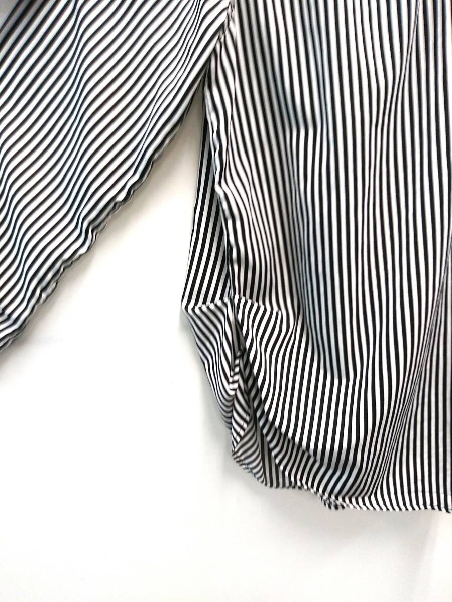 ブランド不明　長袖ロングシャツ　白黒ストライプ　3Lサイズ　レディース　01_画像3