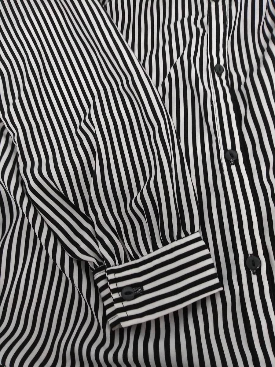 ブランド不明　長袖ロングシャツ　白黒ストライプ　3Lサイズ　レディース　01_画像8