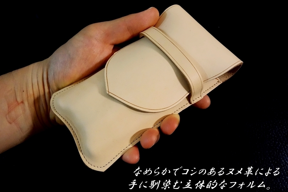 ◆フルレザーフラップド万年筆ケース◆高品質国産本牛革ヌメ革 立体成型 NATURAL 5本挿し 太軸対応 日本製 ペンケース_画像10