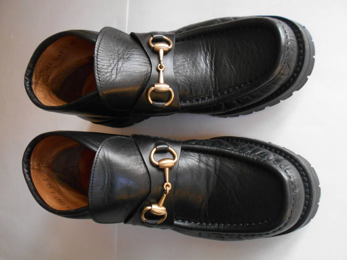 ◆グッチ ゴールド・ホースビット ショートブーツ　４０Ｅ ◇イタリア製　牛革　ブラック　_画像1