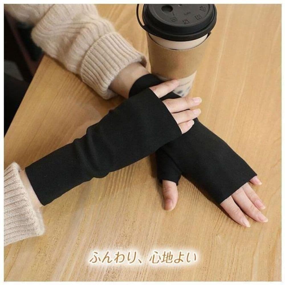 ２色セット ブラック＆グレー アームウォーマー 指なし手袋 スマホ デスクワーク_画像2