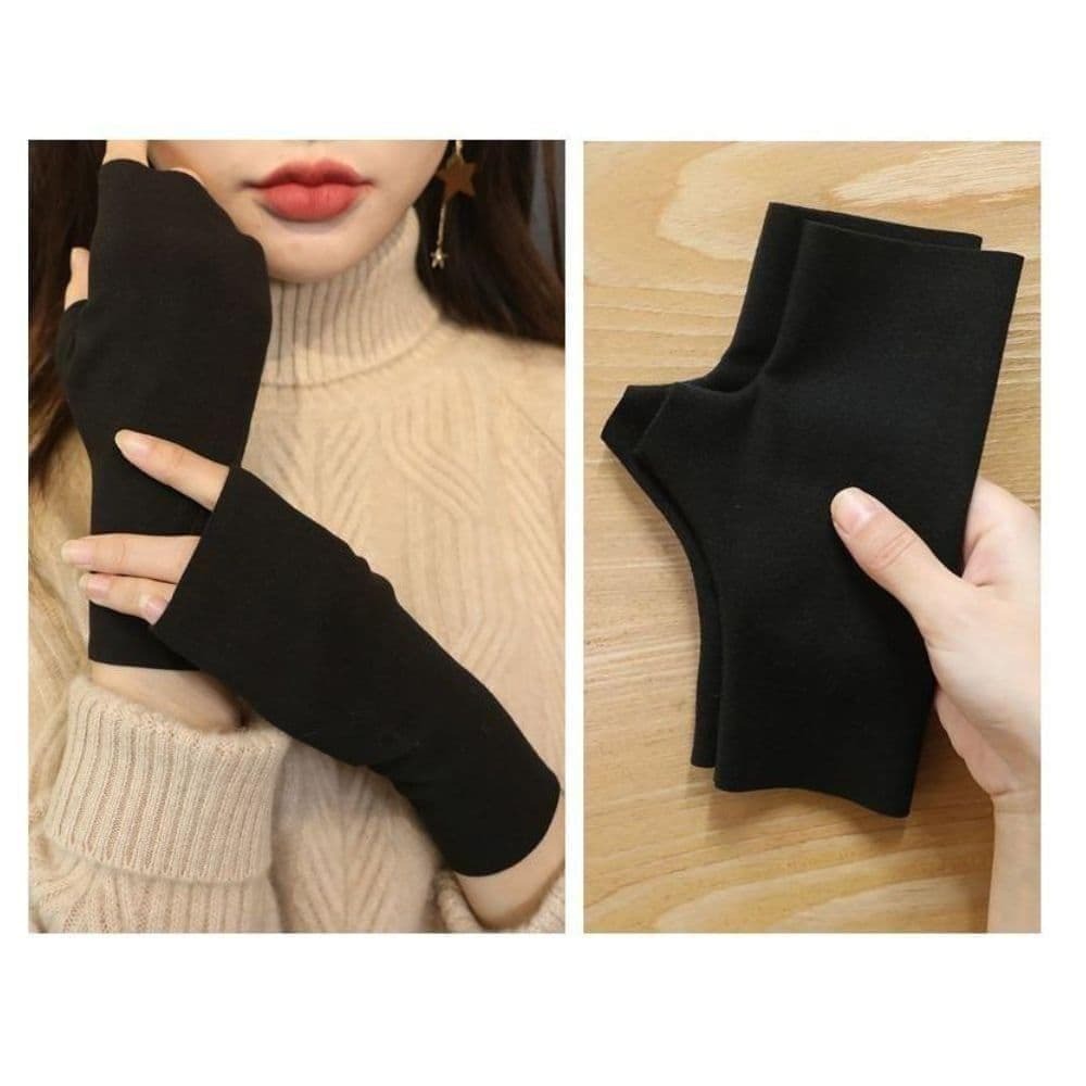 ２色セット ブラック＆グレー アームウォーマー 指なし手袋 スマホ デスクワーク_画像4