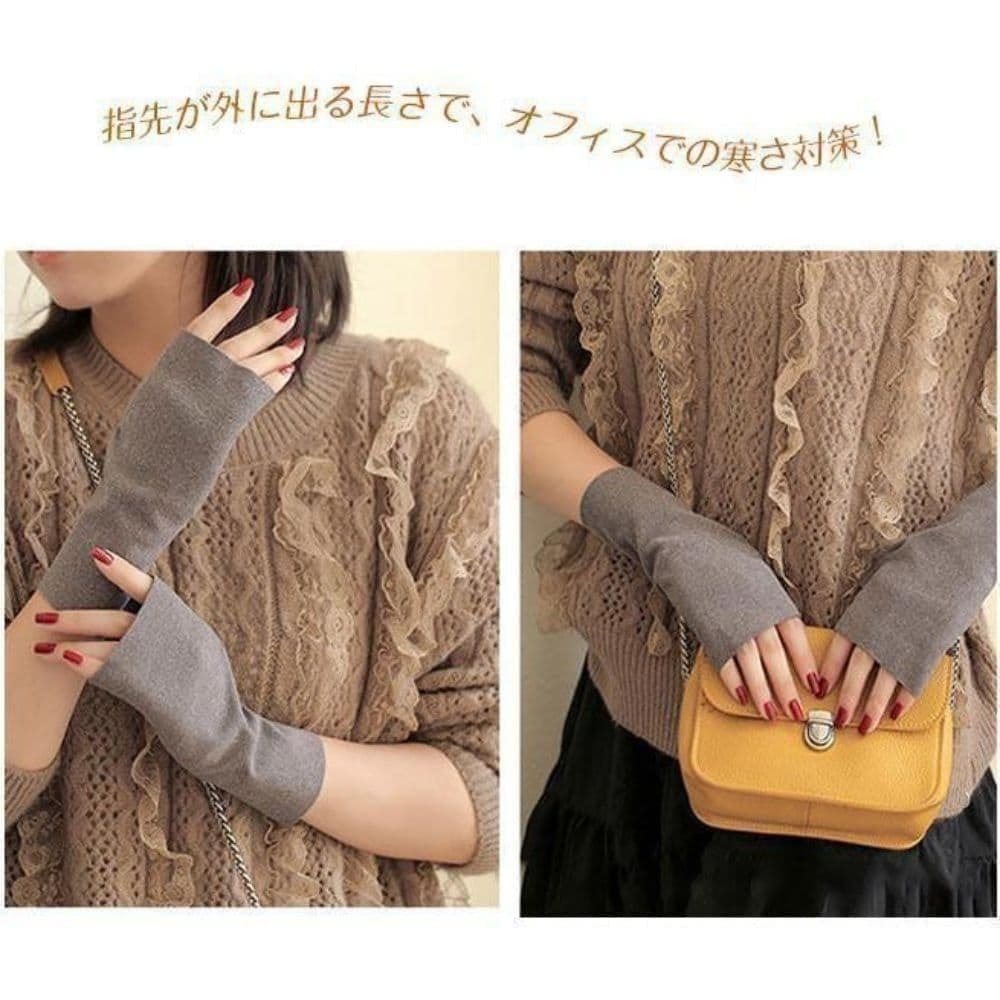 アームウォーマー 指なし手袋 冷え性 手首 指先 冷え スマホ 暖かい グレー_画像4