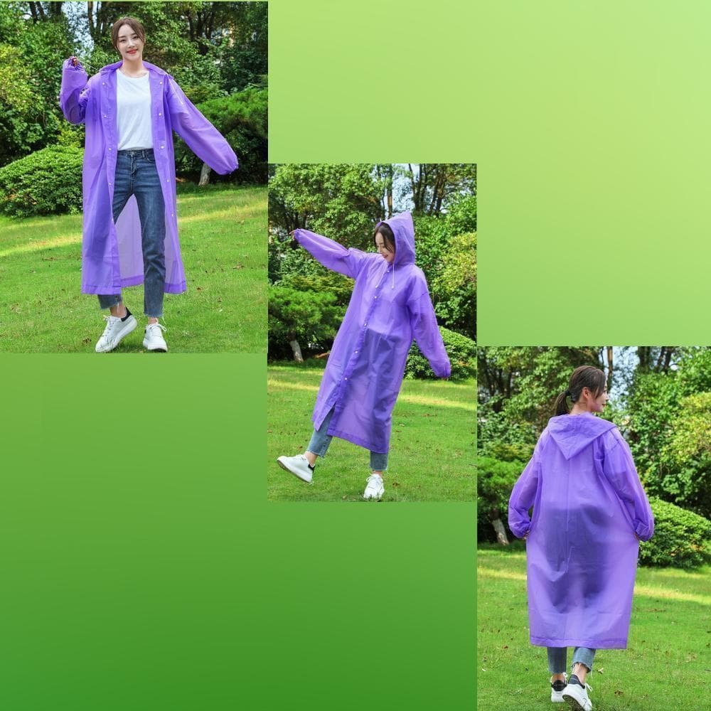 レインコート フリーサイズ ポンチョ レインウェア 全身カバー パープル_画像2