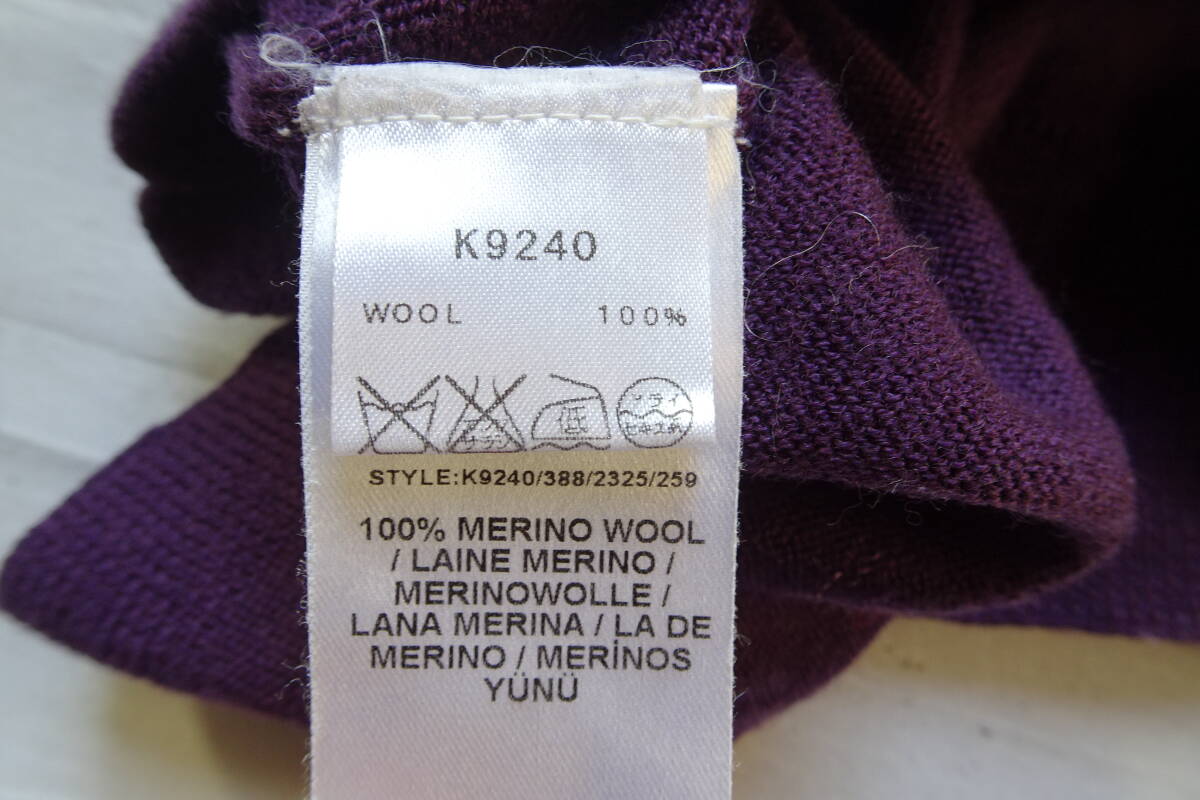 FRED PERRY/フレッドペリー/長袖セーター/薄手ニット/メリノウール/Vネック/ワンポイントししゅう/紫/パープル/Mサイズ(11/26R7)_画像4