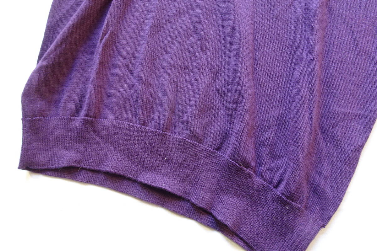FRED PERRY/フレッドペリー/長袖セーター/薄手ニット/メリノウール/Vネック/ワンポイントししゅう/紫/パープル/Mサイズ(11/26R7)_画像9