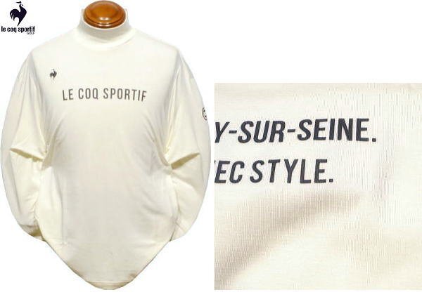 【アイボリー 3L】 ルコックゴルフ 長袖モックネックシャツ メンズ QGMWJB12 ストレッチ 裏起毛 保温 ハイネックシャツ 長袖ポロシャツ_画像3