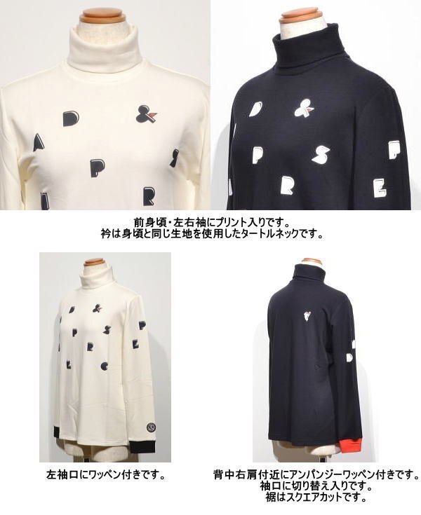 【ネイビー L】 アンパスィ タートルネックシャツ レディース AFF9274W6 吸湿発熱 裏起毛 アンパシー 長袖シャツ 長袖ポロシャツ_画像4