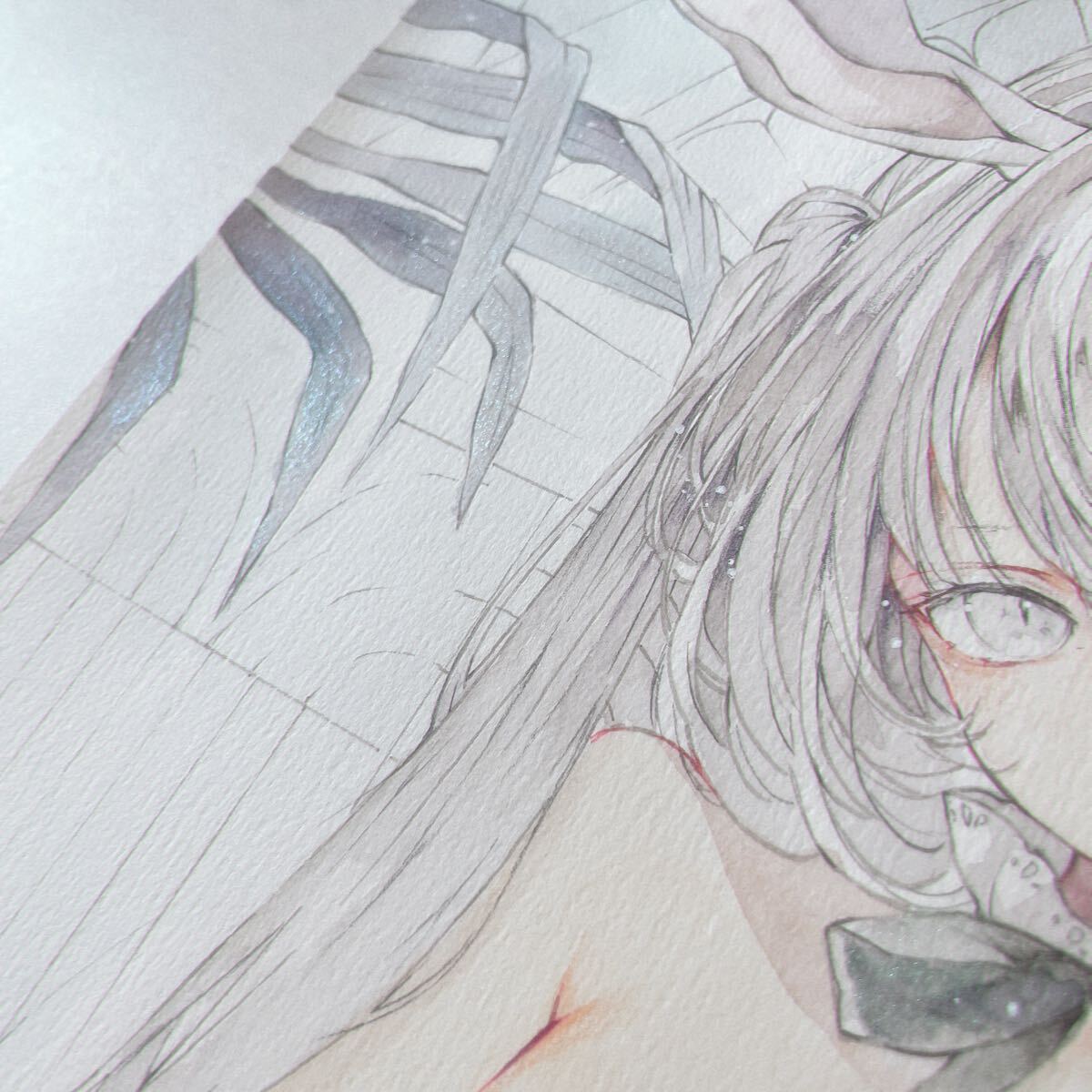 *Terrarium* произведение исходная картина оригинал ручные иллюстрации симпатичный девочка теплица. .A4