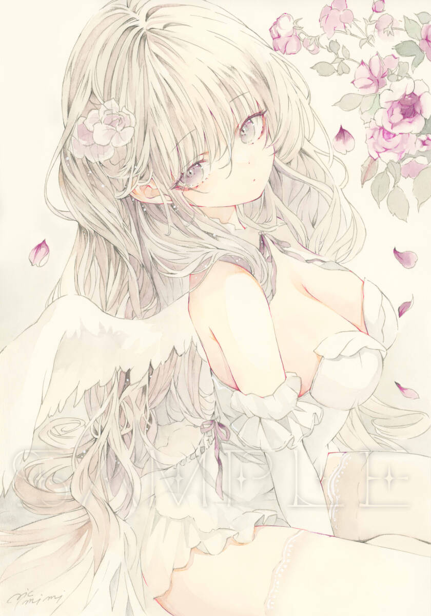 *Muse* произведение исходная картина оригинал ручные иллюстрации симпатичный девочка Mu z. ...A4