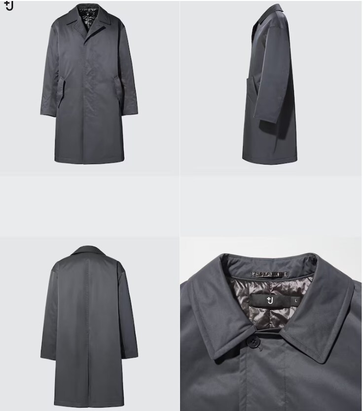 ＋J　パデッドオーバーサイズステンカラーコート　Mサイズ　ダークグレイ_画像1