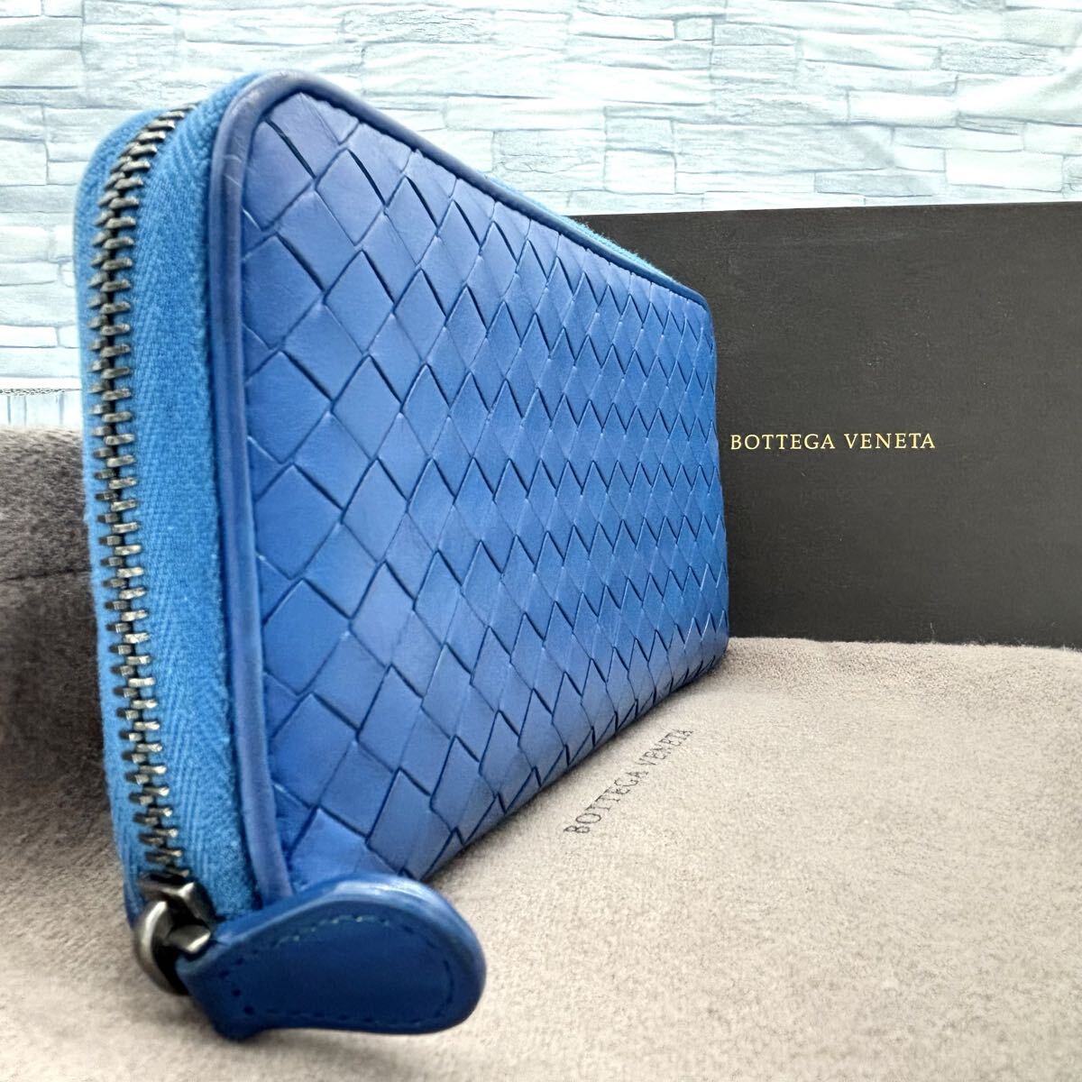  действующий превосходный товар [RFID установка ] Bottega . шуточный товар BOTTEGAVENETA раунд застежка-молния Zip длинный кошелек сетка мужской бизнес бизнес 1 иен 