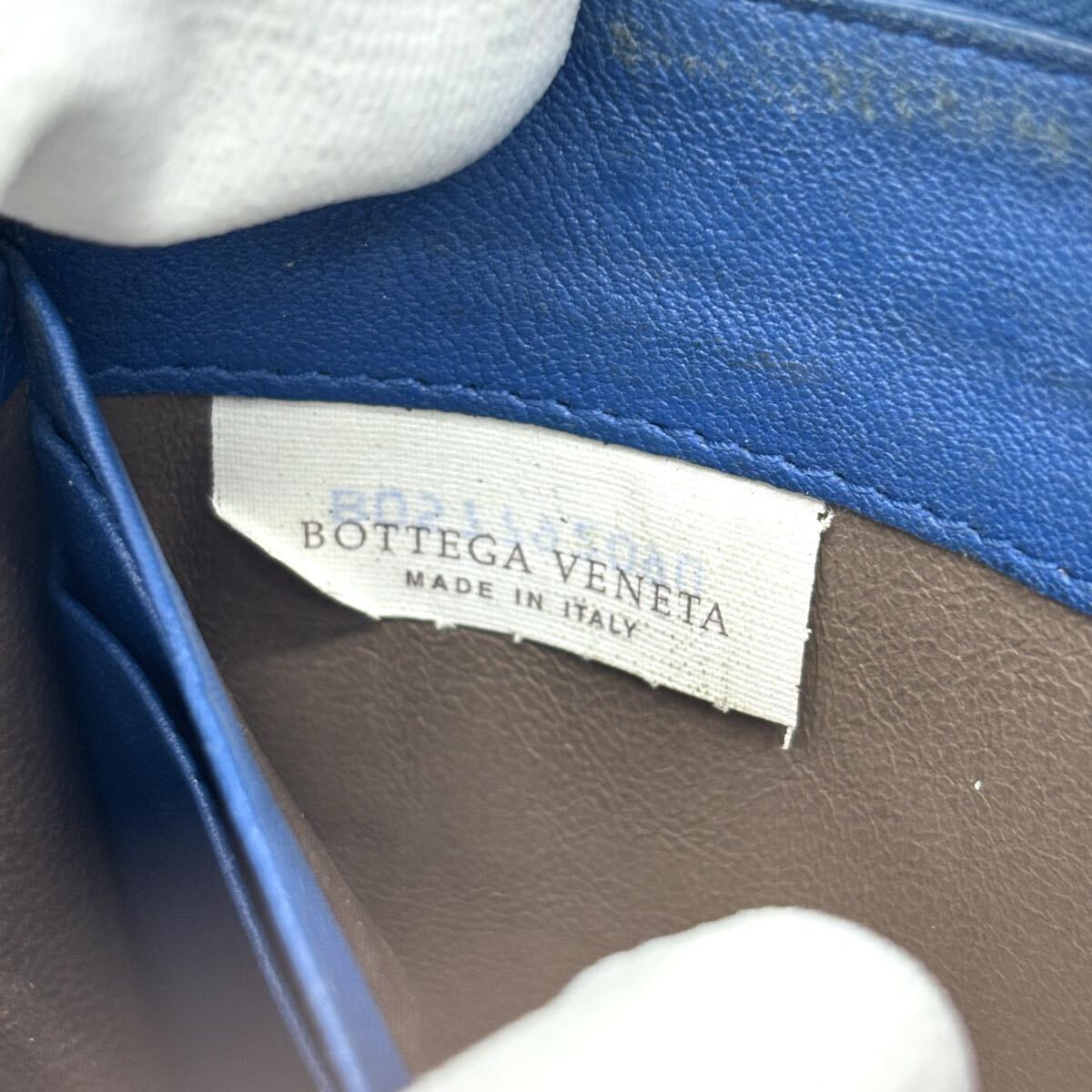  превосходный товар * Bottega . шуточный товар BOTTEGAVENETA раунд застежка-молния Zip длинный кошелек сетка мужской бизнес заклепки оттенок голубого 1 иен 