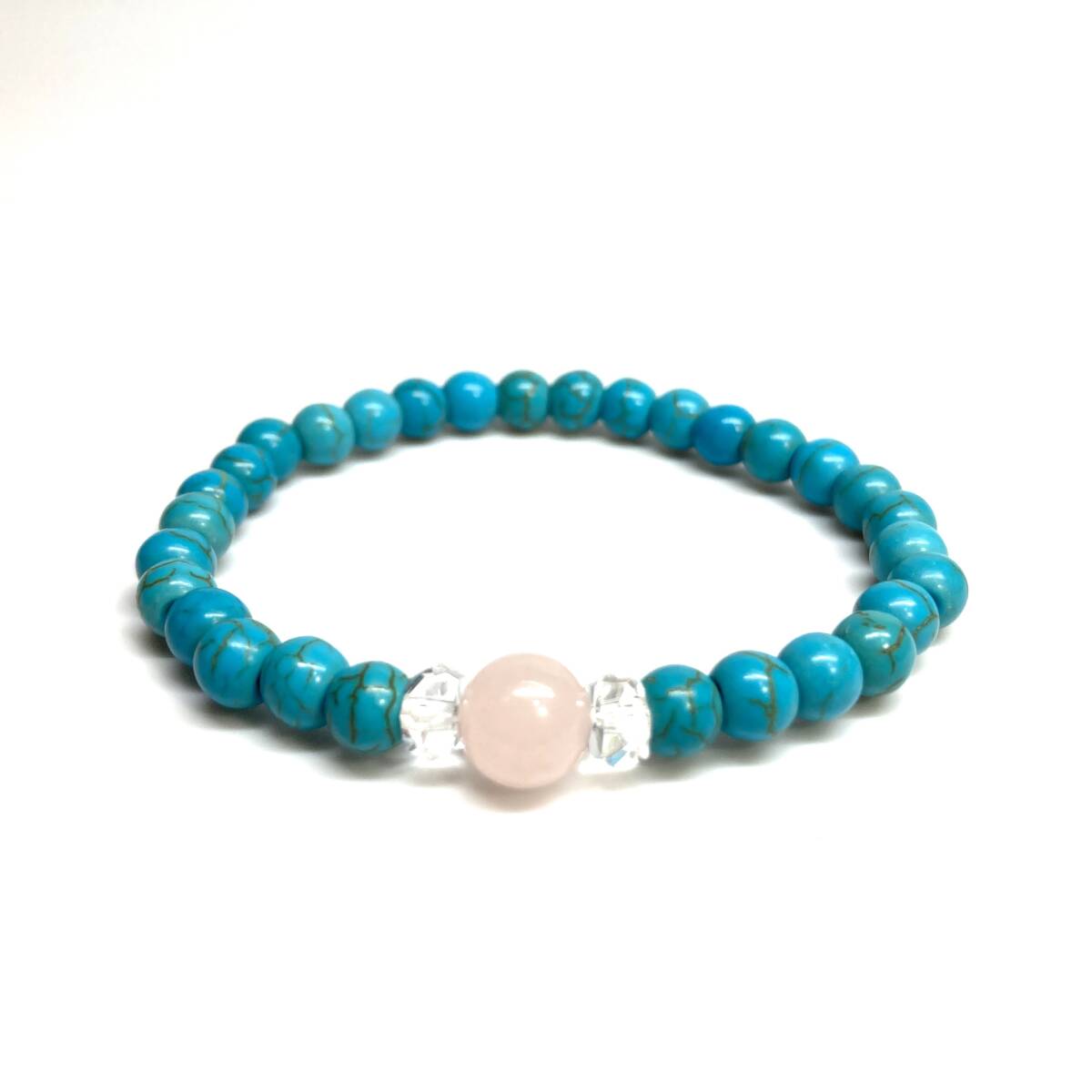 [SALE* бесплатная доставка * быстрое решение ] rose кварц & бирюзовый браслет Power Stone 8mm×6mm / мужской женский мужчина женщина амулет 