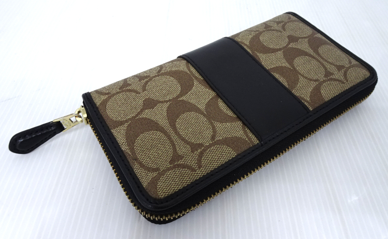COACH コーチ F54630 シグネチャー ラウンドジップ 長財布 ブラック_画像4