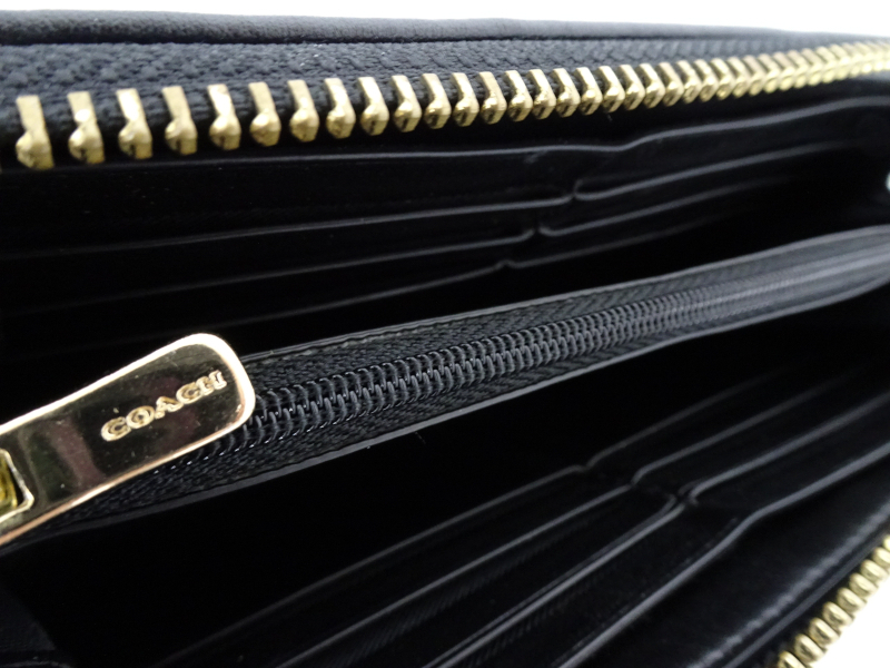 COACH コーチ F54630 シグネチャー ラウンドジップ 長財布 ブラック_画像8