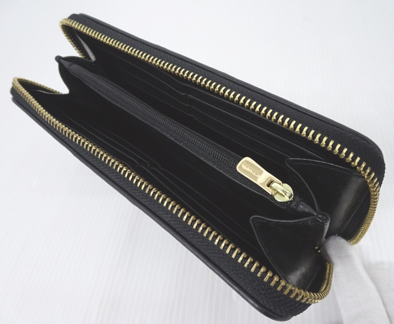 COACH コーチ F54630 シグネチャー ラウンドジップ 長財布 ブラック_画像7