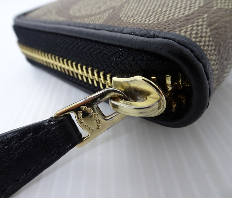 COACH コーチ F54630 シグネチャー ラウンドジップ 長財布 ブラック_画像6