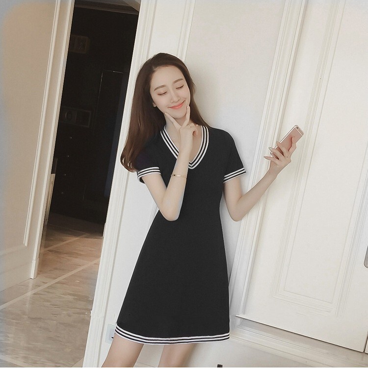 2887 1円スタート 半袖 Vネック ワンピース XL_画像3