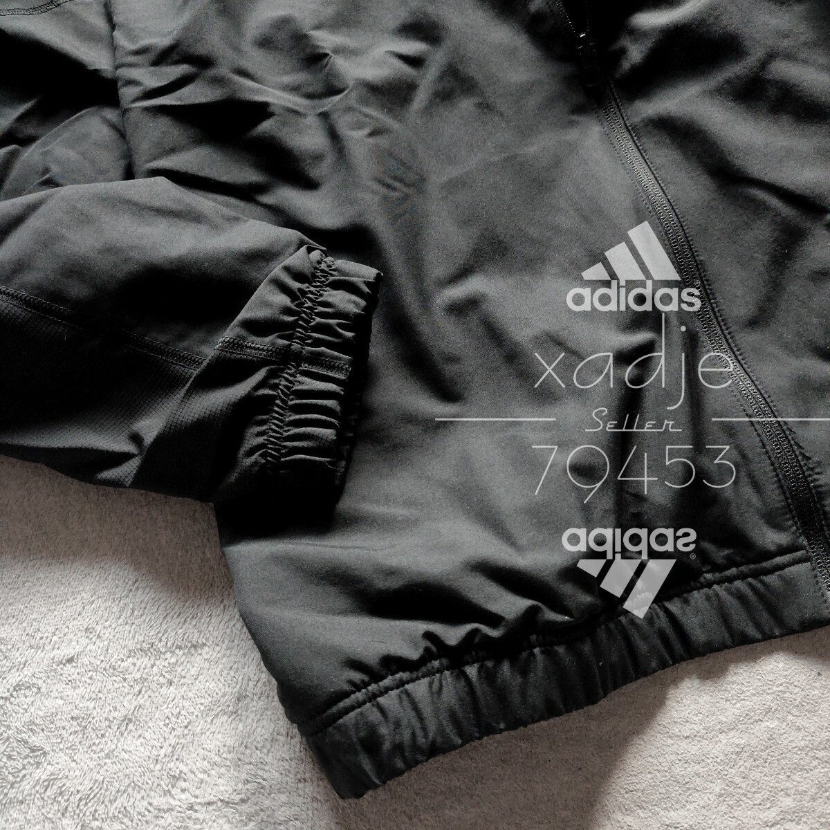 新品 正規品 adidas アディダス 上下セット ウーブン ジャケット パンツ セットアップ 黒 ブラック ロゴ刺繍 裏地メッシュ 定価9900円 XL_画像5