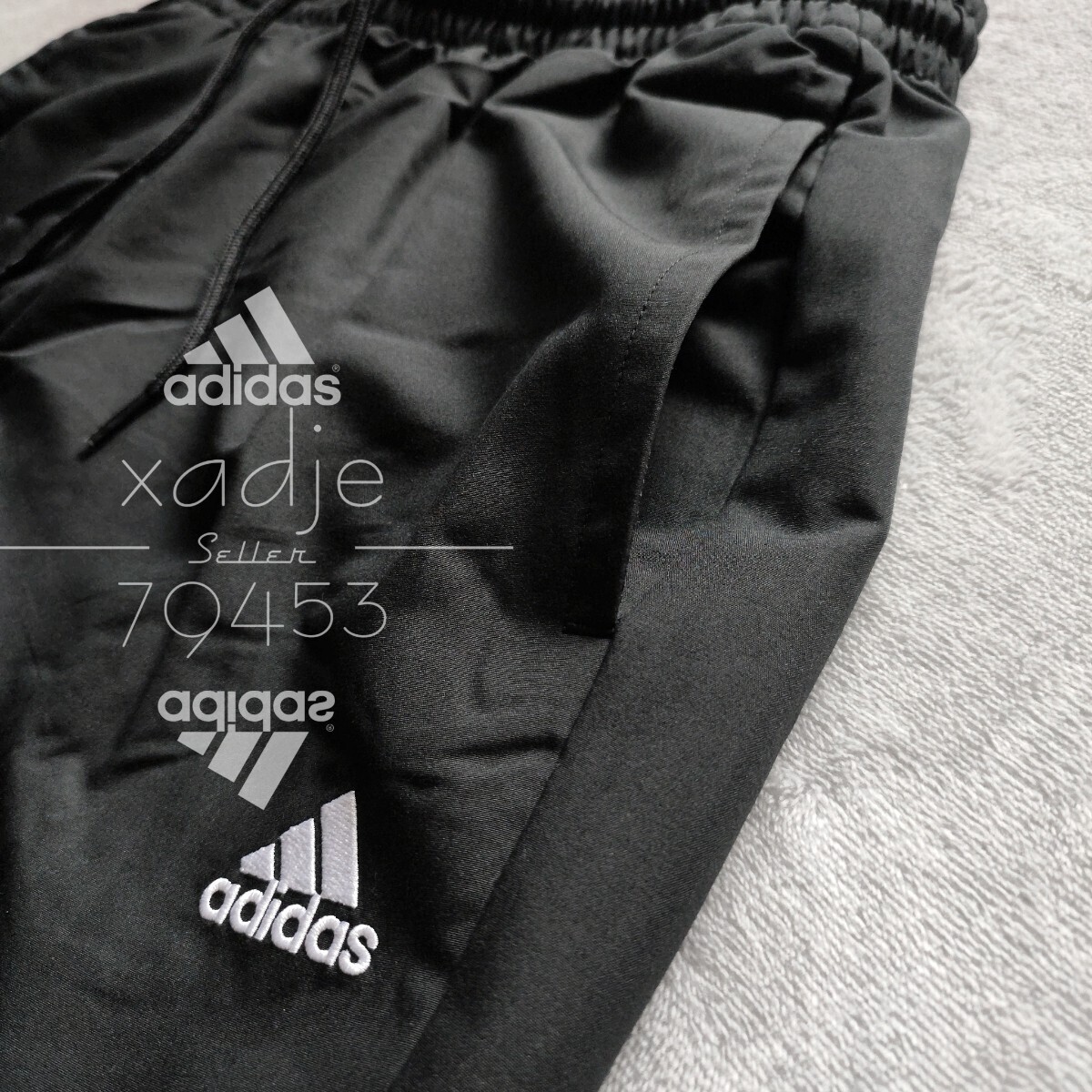 新品 正規品 adidas アディダス 上下セット ウーブン ジャケット パンツ セットアップ 黒 ブラック ロゴ刺繍 裏地メッシュ 定価9900円 XL_画像7