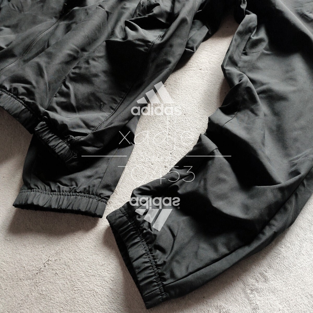 新品 正規品 adidas アディダス 上下セット ウーブン ジャケット パンツ セットアップ 黒 ブラック ロゴ刺繍 裏地メッシュ 定価9900円 XL_画像8