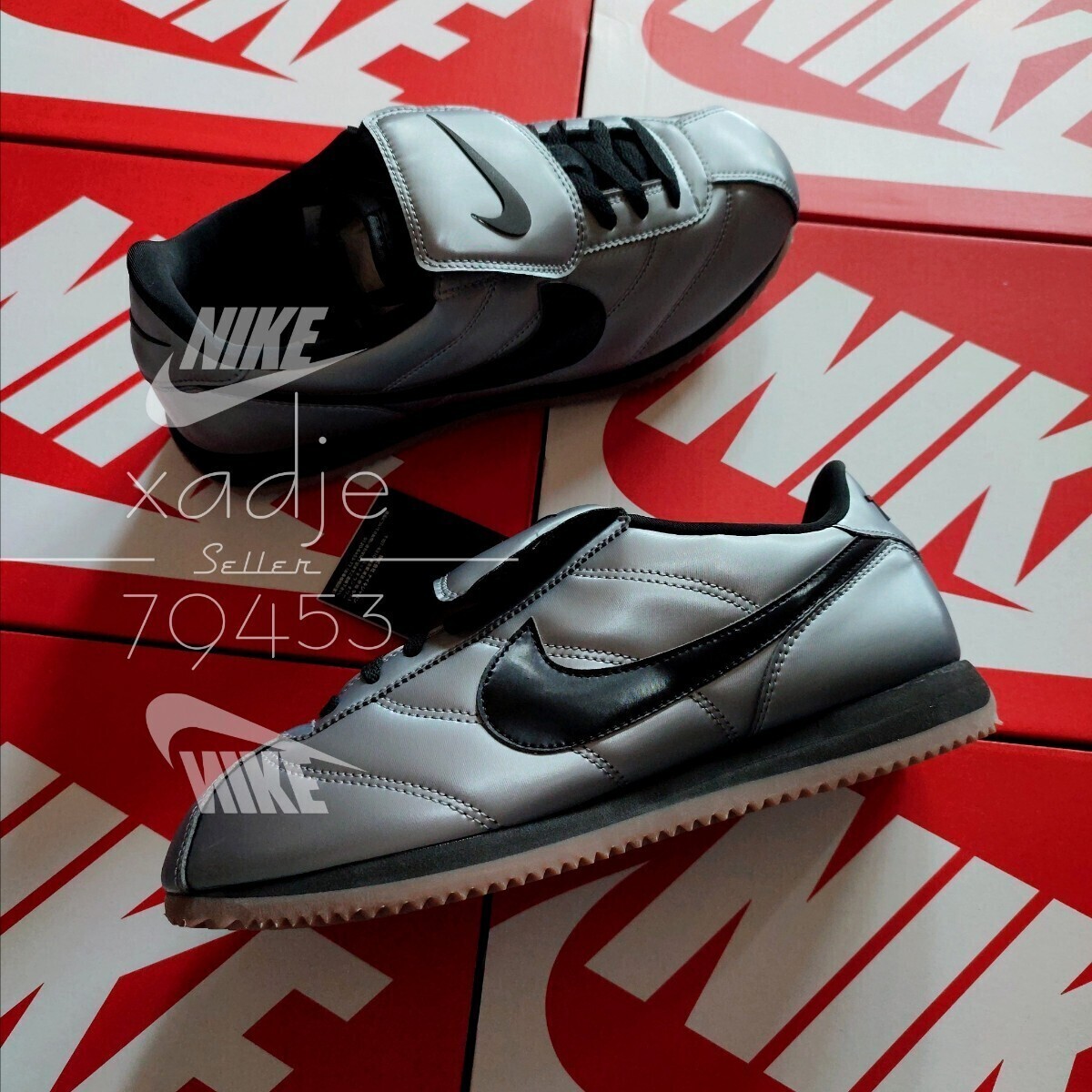 新品 正規品 NIKE ナイキ CORTEZ コルテッツ SE ロングタン 着脱可能 メタリック グレー 黒 ガムソール 定価13530円 28cm US10 箱付き_画像1