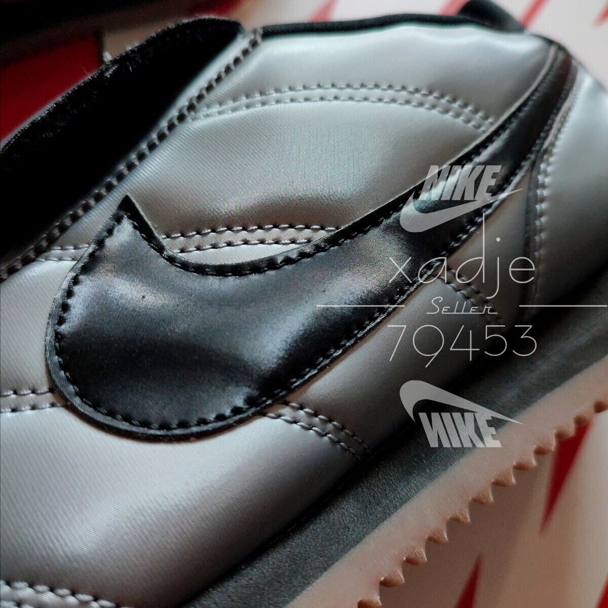 新品 正規品 NIKE ナイキ CORTEZ コルテッツ SE ロングタン 着脱可能 メタリック グレー 黒 ガムソール 定価13530円 28cm US10 箱付き_画像3