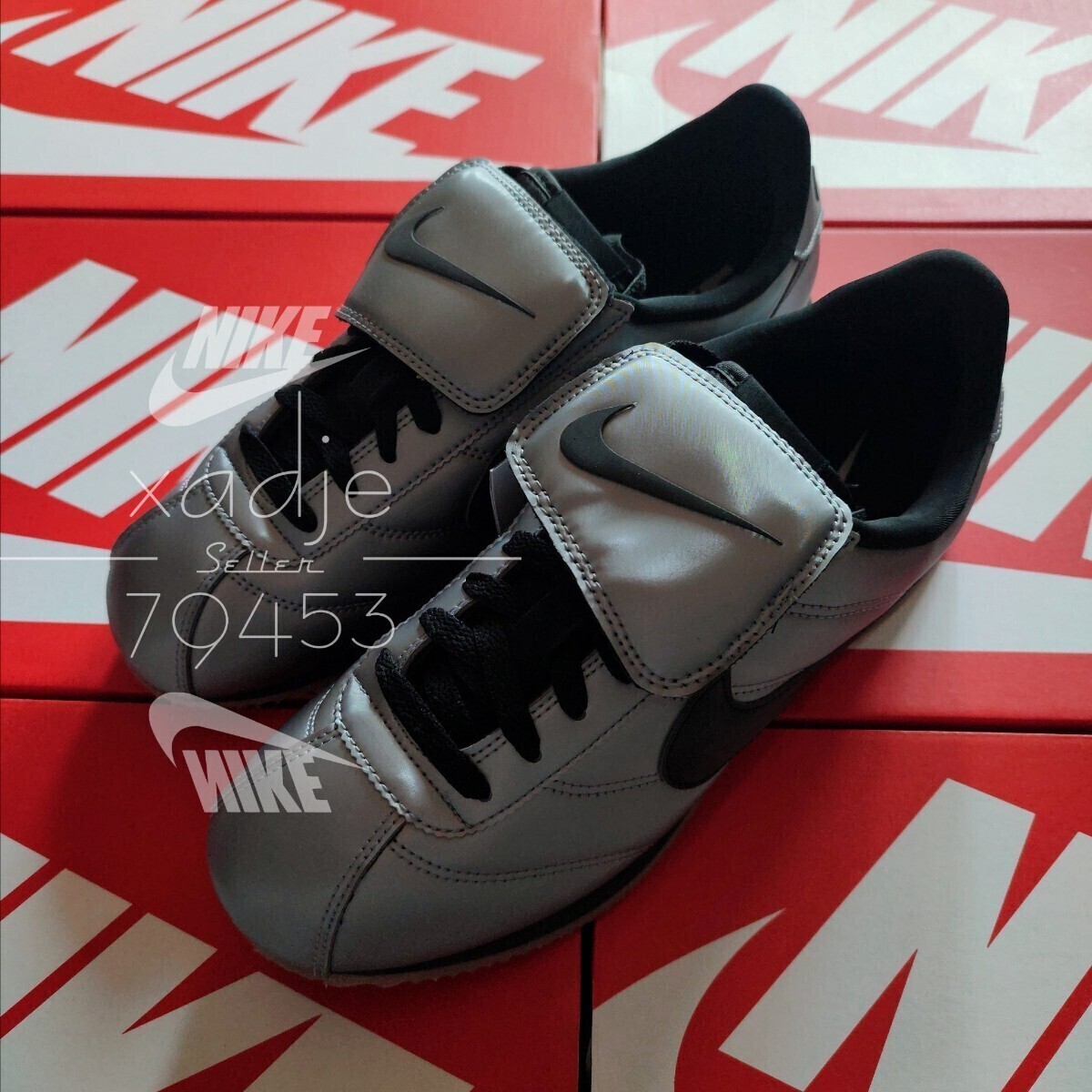 新品 正規品 NIKE ナイキ CORTEZ コルテッツ SE ロングタン 着脱可能 メタリック グレー 黒 ガムソール 定価13530円 28cm US10 箱付き_画像4