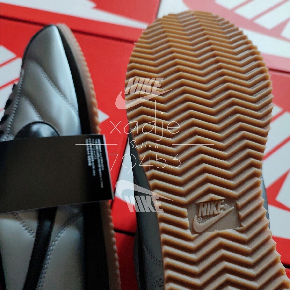 新品 正規品 NIKE ナイキ CORTEZ コルテッツ SE ロングタン 着脱可能 メタリック グレー 黒 ガムソール 定価13530円 28cm US10 箱付き_画像9