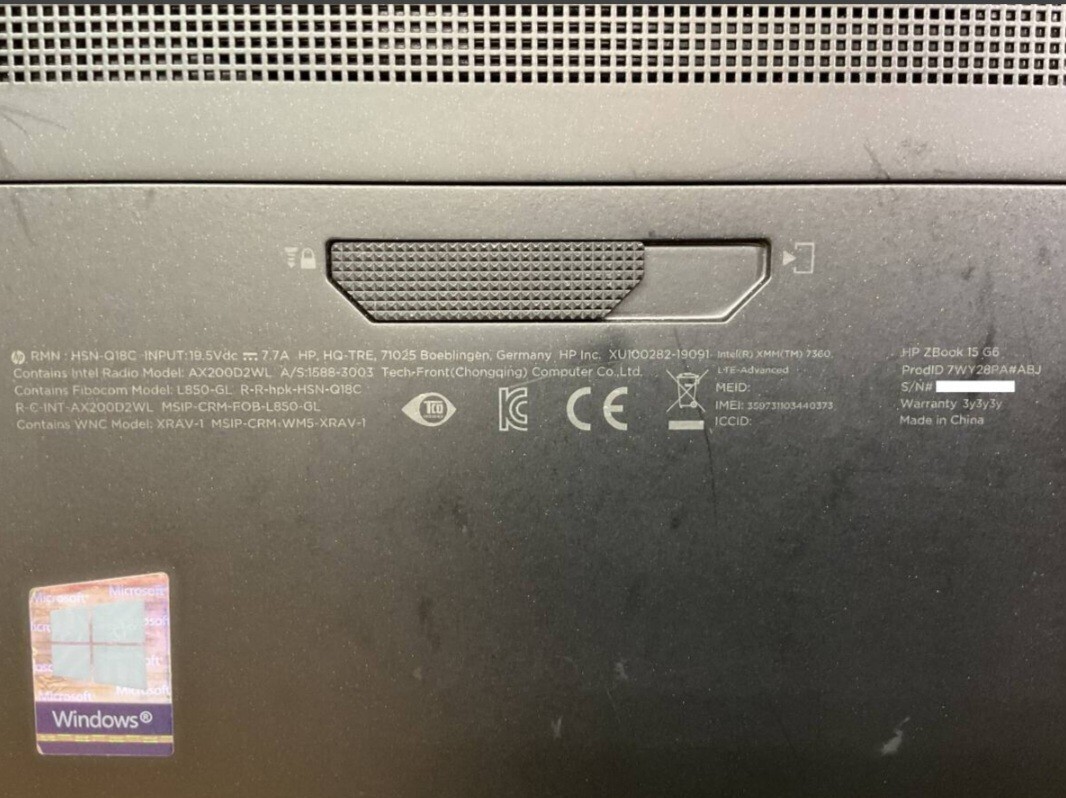 ゲーミングPC HP ZBook 15 G6 Core i9-9880H Windows10 96GB 1TB Quadro RTX 3000 無線Wi-Fi6_画像8