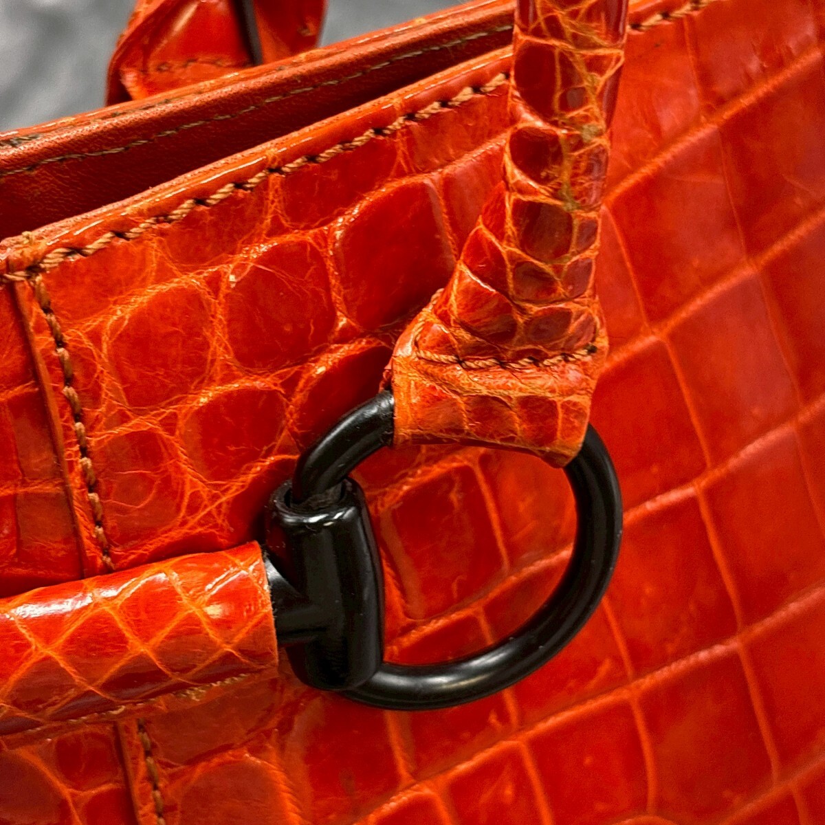 定価45万!!【美品】クロコダイル シャイニングクロコ トートバッグ センター取り ハンドバッグ A4肩掛け リアル ワニ革 エキゾチックレザー_画像8