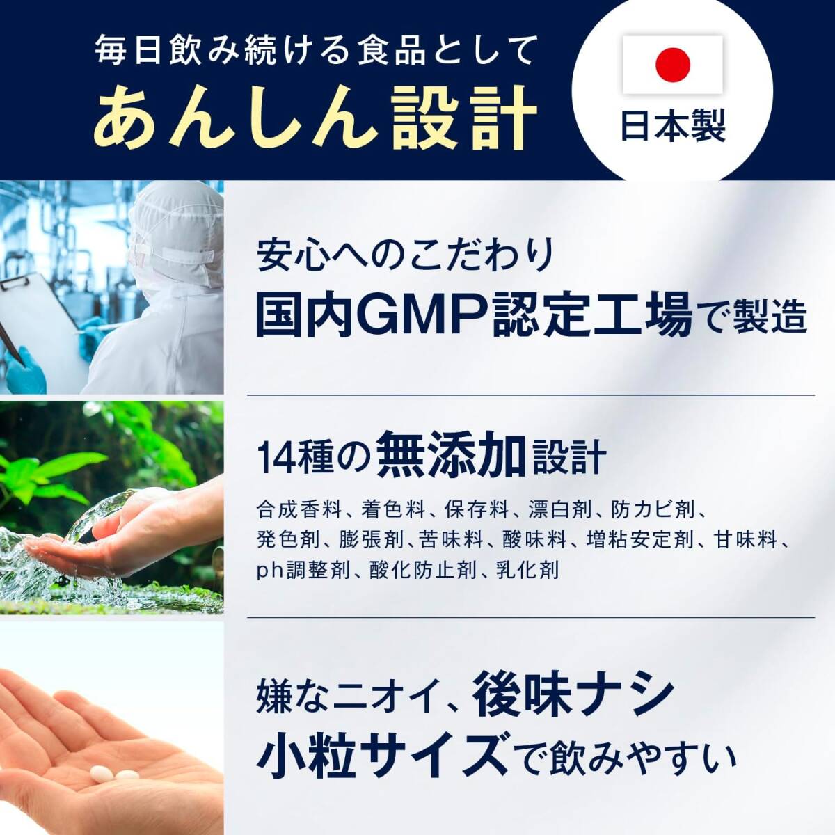 【深い夜にゆったり休息。】ネルグー 睡眠 サプリ トリプトファン 13,500mg 乳酸菌 14種の無添加 栄養機能食品 (1袋, タブレット)_画像9