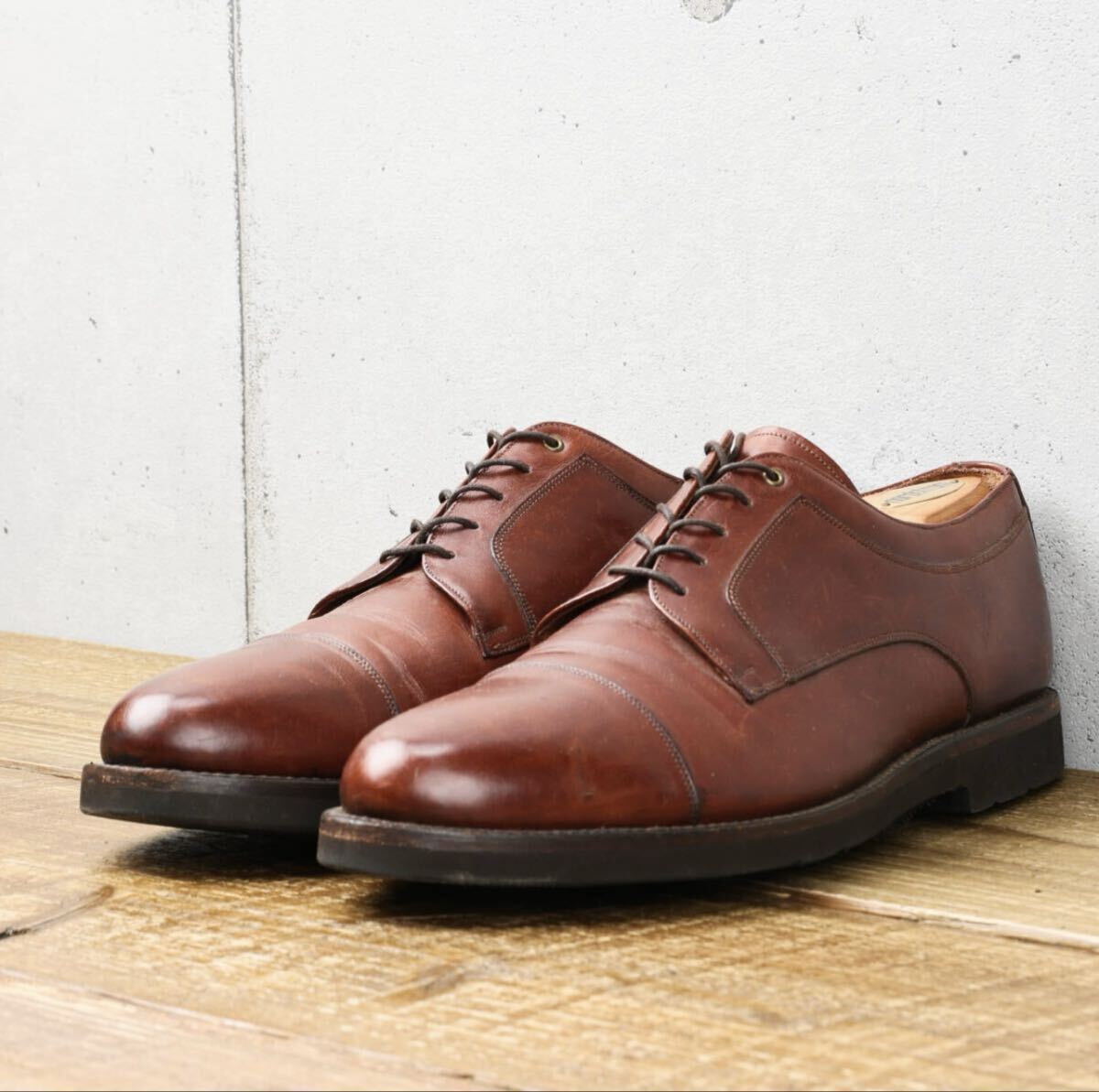 J&Mジョンストン&マーフィー◆キャップトゥ レザーシューズ◆ブラウン◆US10/28cm _画像2