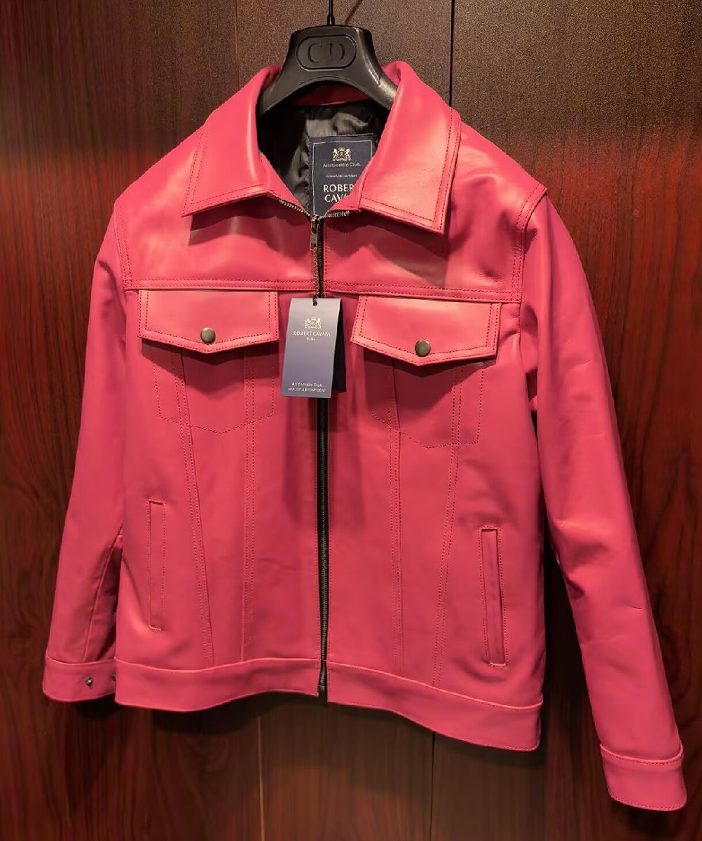 最高峰30万※EU製◆イタリア・ローマ発*ROBERT CAVANI/ロベルトカバーニ*最上級イタリアン牛革・レザージャケット・赤/XL_画像2